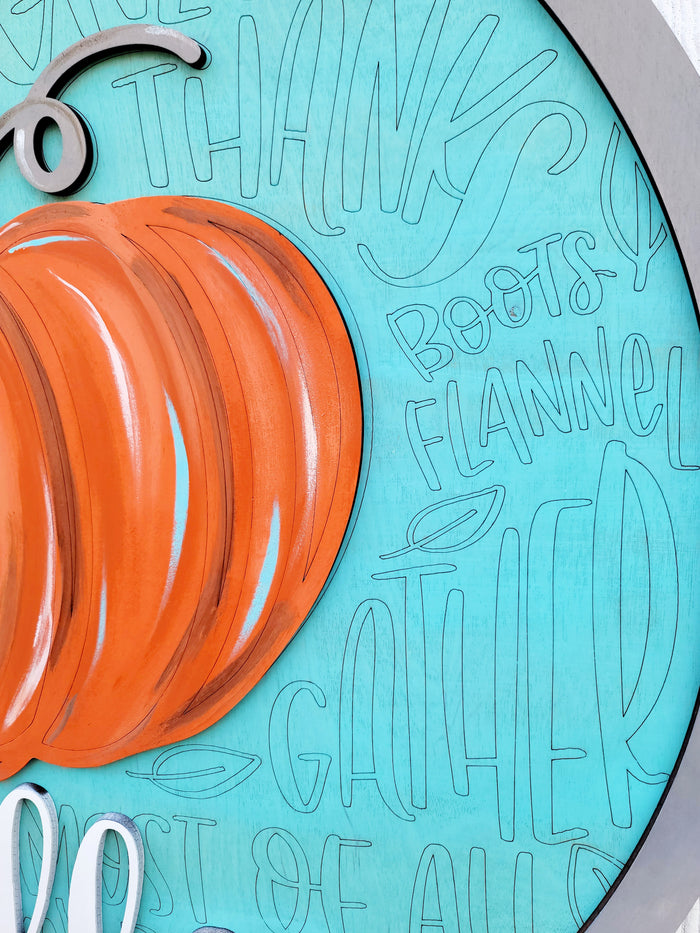 Hello Pumpkin Fall Feels Door Hanger