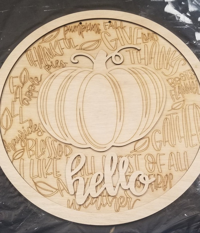 Hello Pumpkin Fall Feels Door Hanger