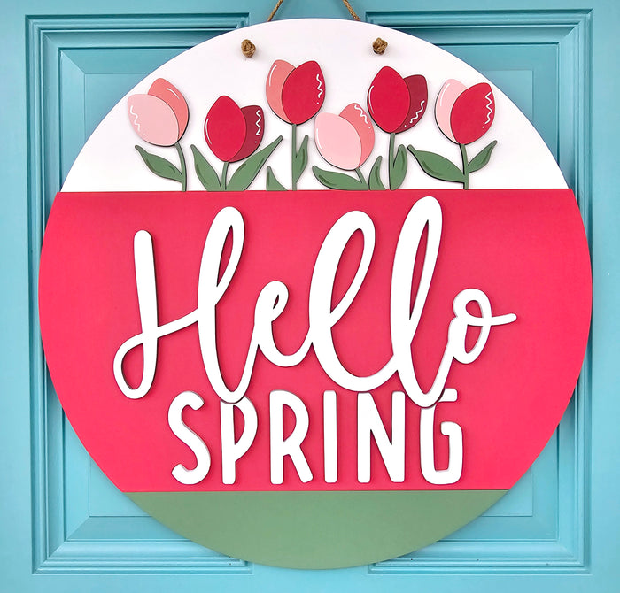 Hello Spring Tulip Door Hanger-wholesale