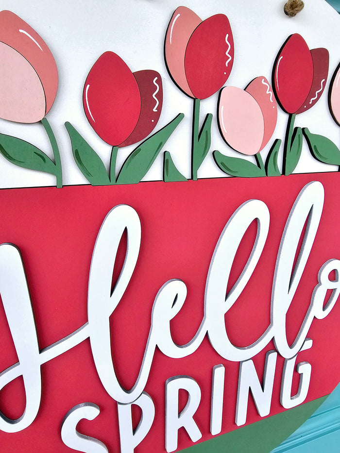 Hello Spring Tulip Door Hanger-wholesale