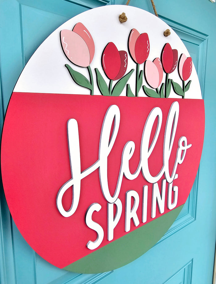 Hello Spring Tulip Door Hanger-wholesale
