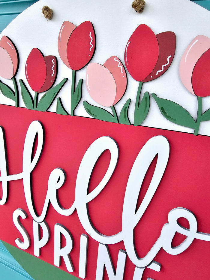 Hello Spring Tulip Door Hanger-wholesale