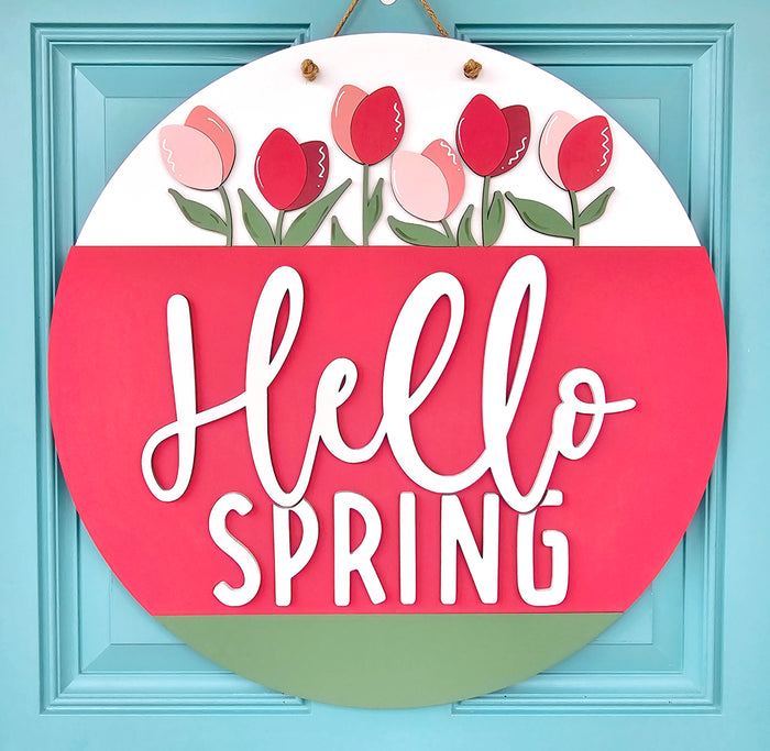Hello Spring Tulip Door Hanger-wholesale