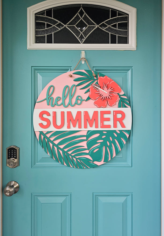 Hello Summer Monstera Leaf Door Hanger