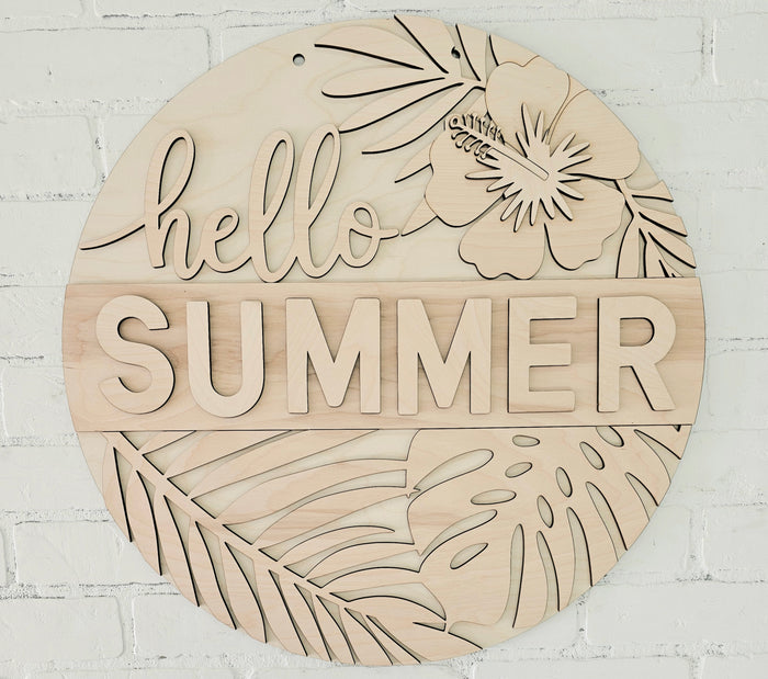 Hello Summer Monstera Leaf Door Hanger