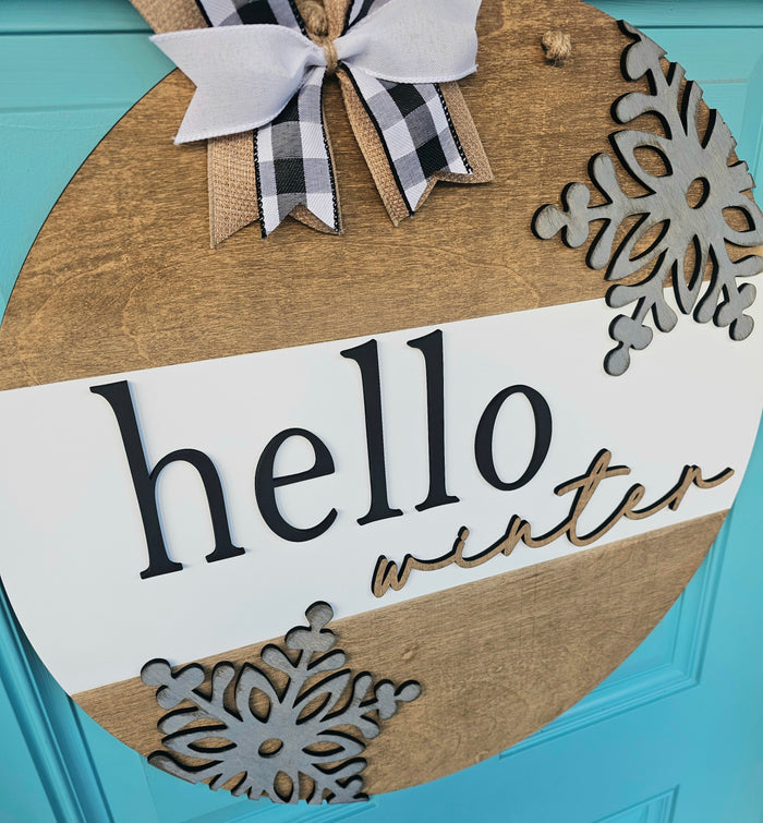 Hello Winter Neutral Door Hanger