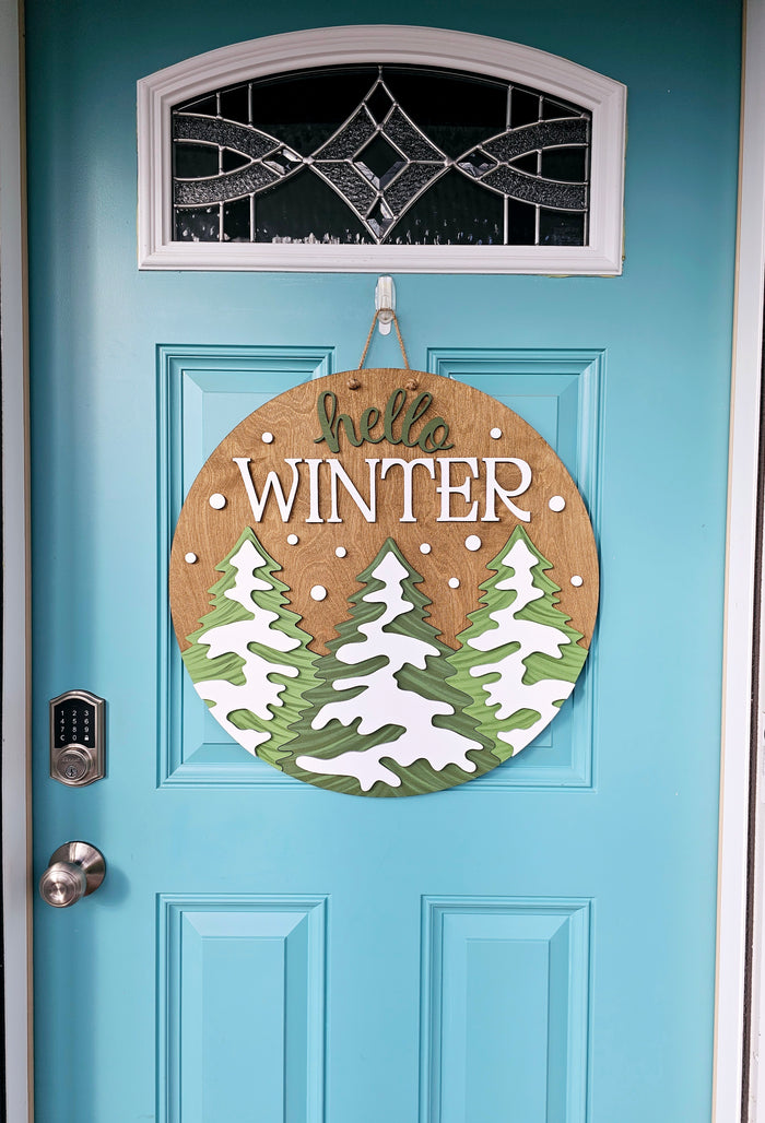 Hello Winter Pine Tree Door Hanger-wholesale