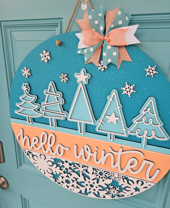 Hello Winter Tree/Snowflake Door Hanger