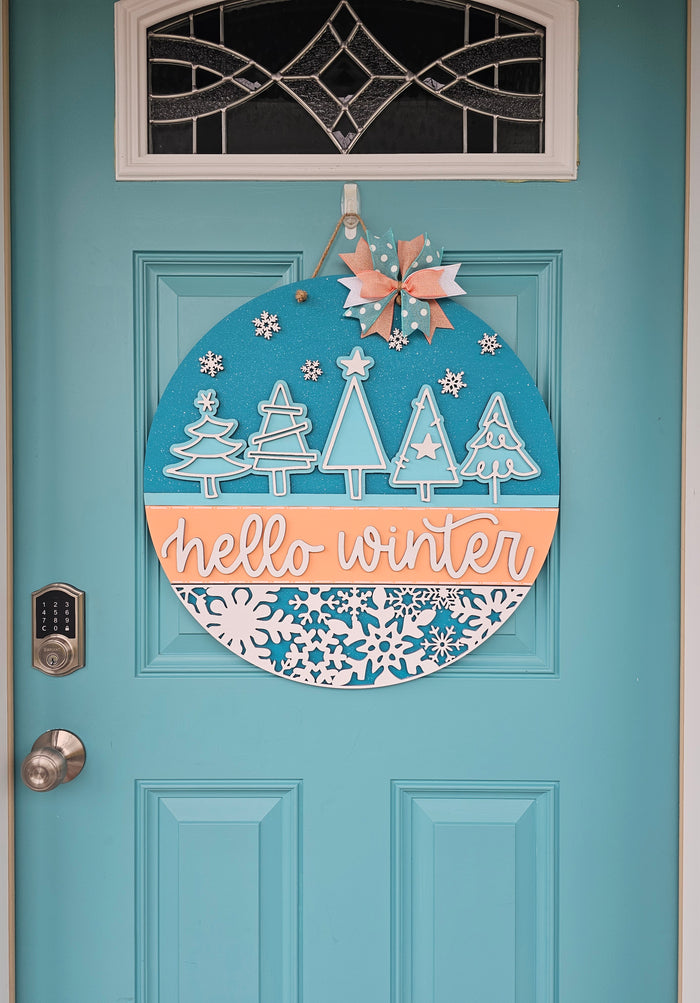 Hello Winter Tree/Snowflake Door Hanger