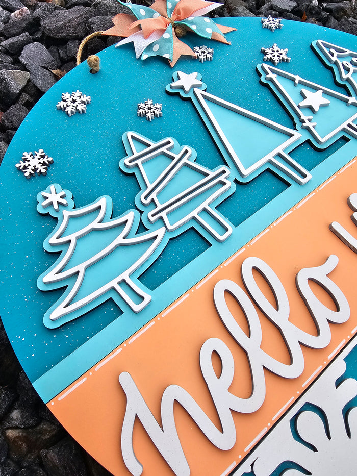 Hello Winter Tree/Snowflake Door Hanger