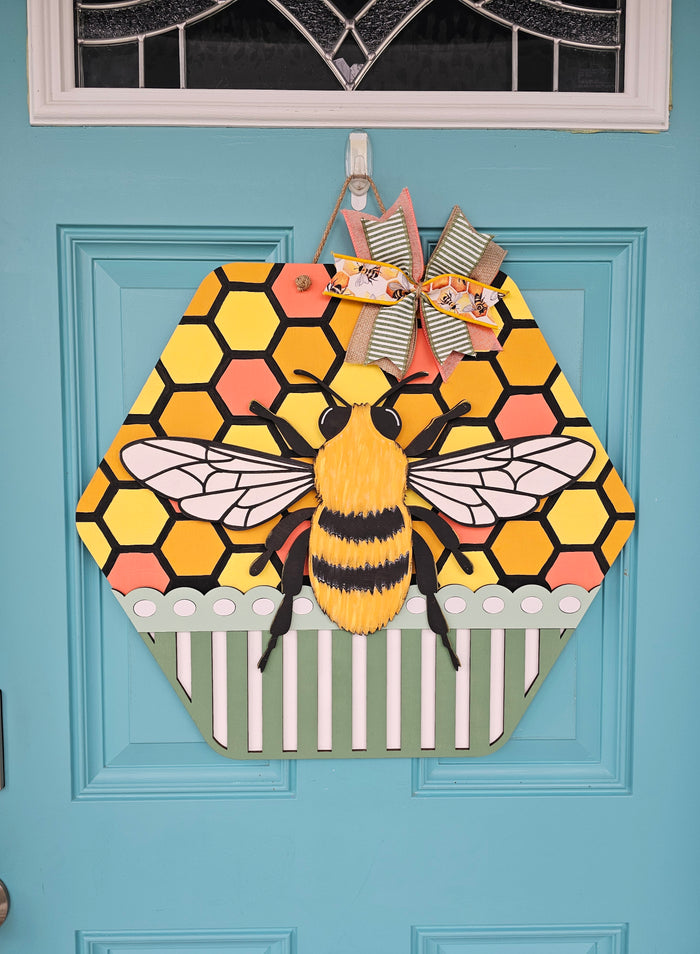 Hexagon Bee Door Hanger