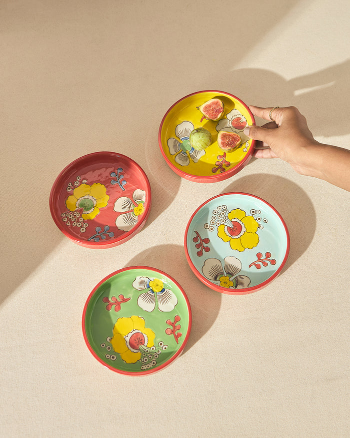 Hibiscus Bloom Snack Plates | Set of 4