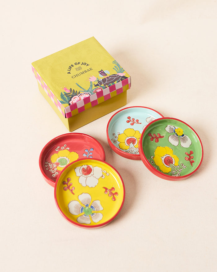 Hibiscus Bloom Snack Plates | Set of 4