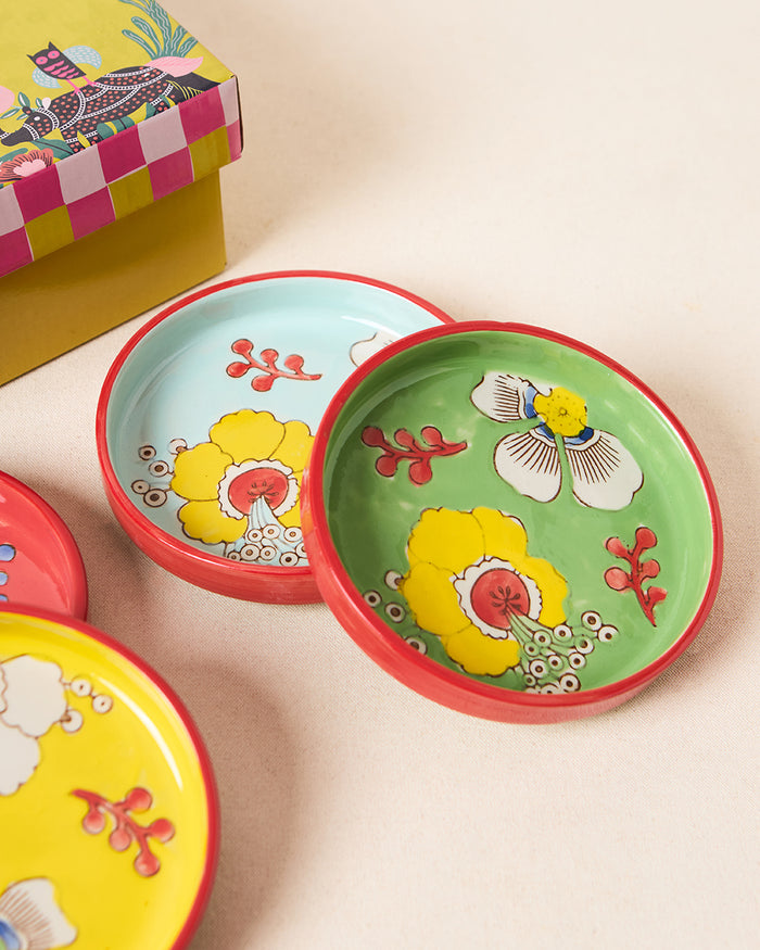Hibiscus Bloom Snack Plates | Set of 4