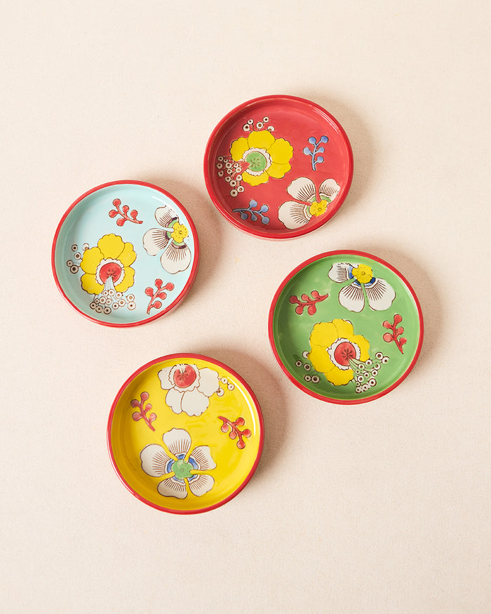 Hibiscus Bloom Snack Plates | Set of 4
