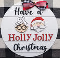 Holly Jolly Santa & Mrs. Claus Christmas Door Hanger