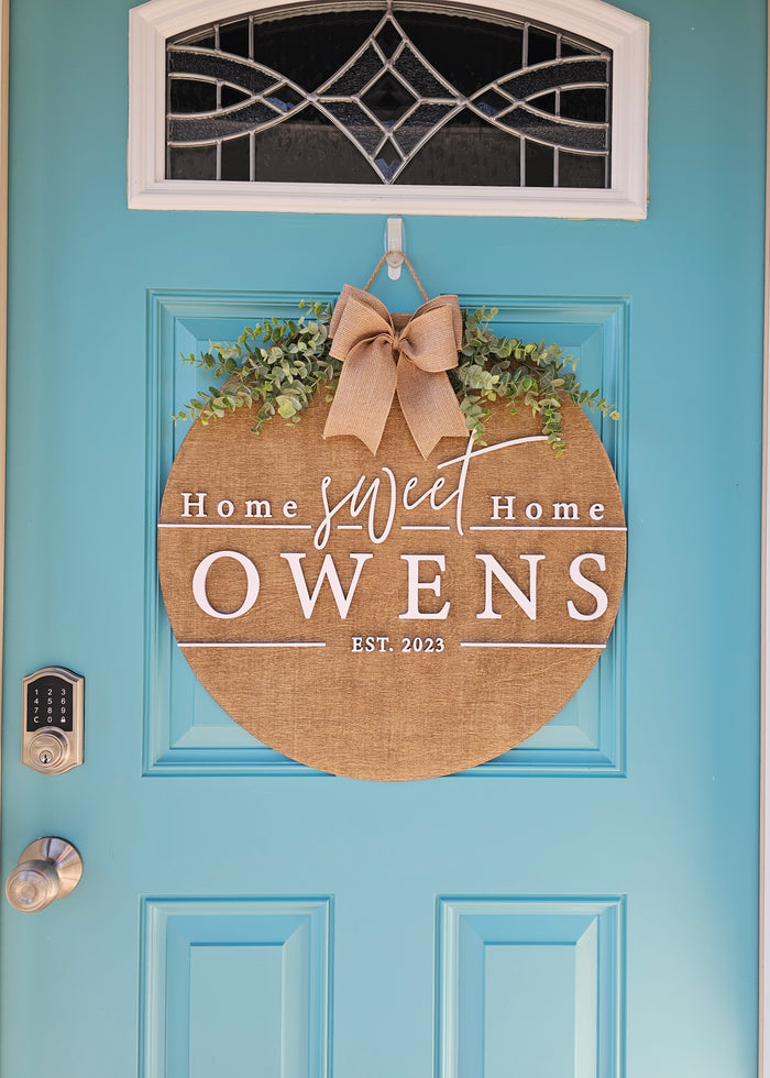 Home Sweet Home Last Name Door Hanger