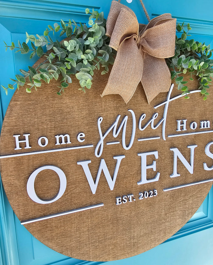 Home Sweet Home Last Name Door Hanger