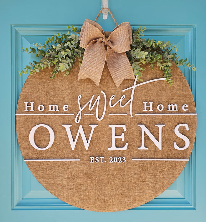 Home Sweet Home Last Name Door Hanger