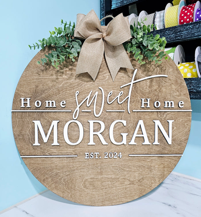 Home Sweet Home Last Name Door Hanger