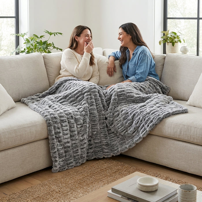 Iced Milan Silver Pine Minky Blanket