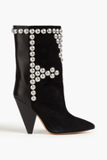 Isabel Marant Layo Studded Cone Heel Suede Black Calf Boots (EU 36)