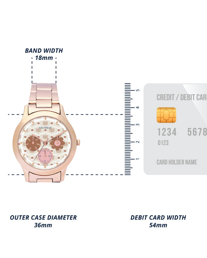 Ivory Owl Monogram Metal Watch | Rosegold with Offwhite Dial