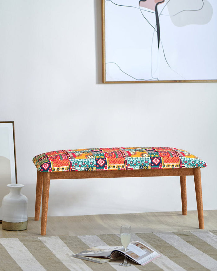 Chumbak Jodhpur Bench - Floral Swirls Red
