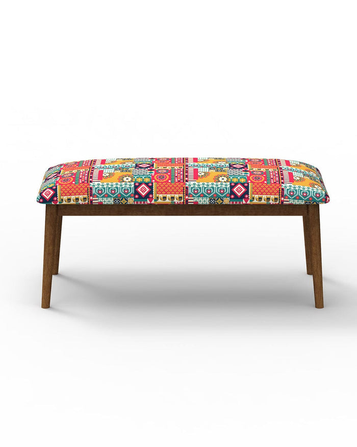 Chumbak Jodhpur Bench - Floral Swirls Red