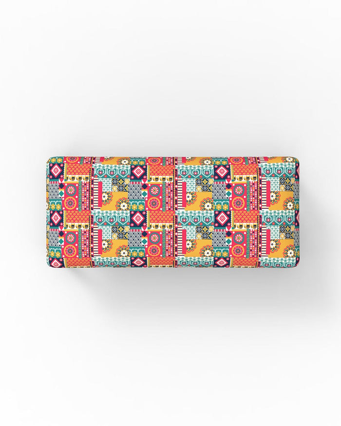 Chumbak Jodhpur Bench - Floral Swirls Red