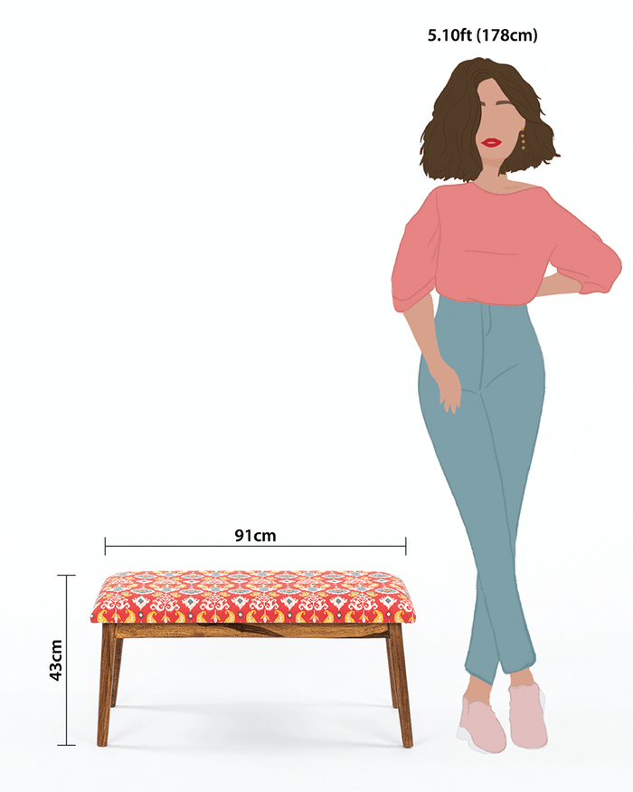 Chumbak Jodhpur Bench -  Red Ikkat
