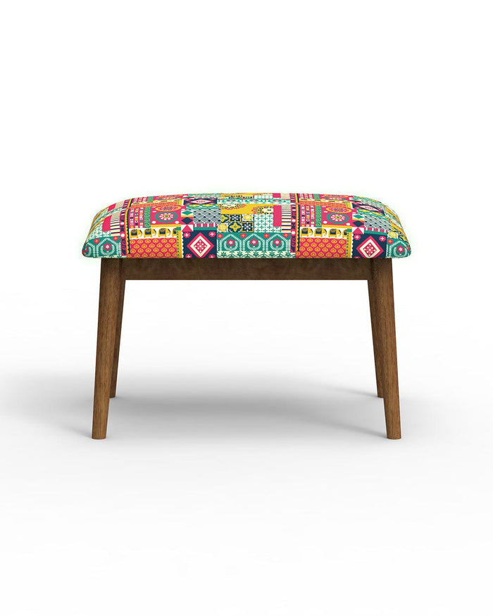 Chumbak Jodhpur Bench Small- Floral Swirls Red