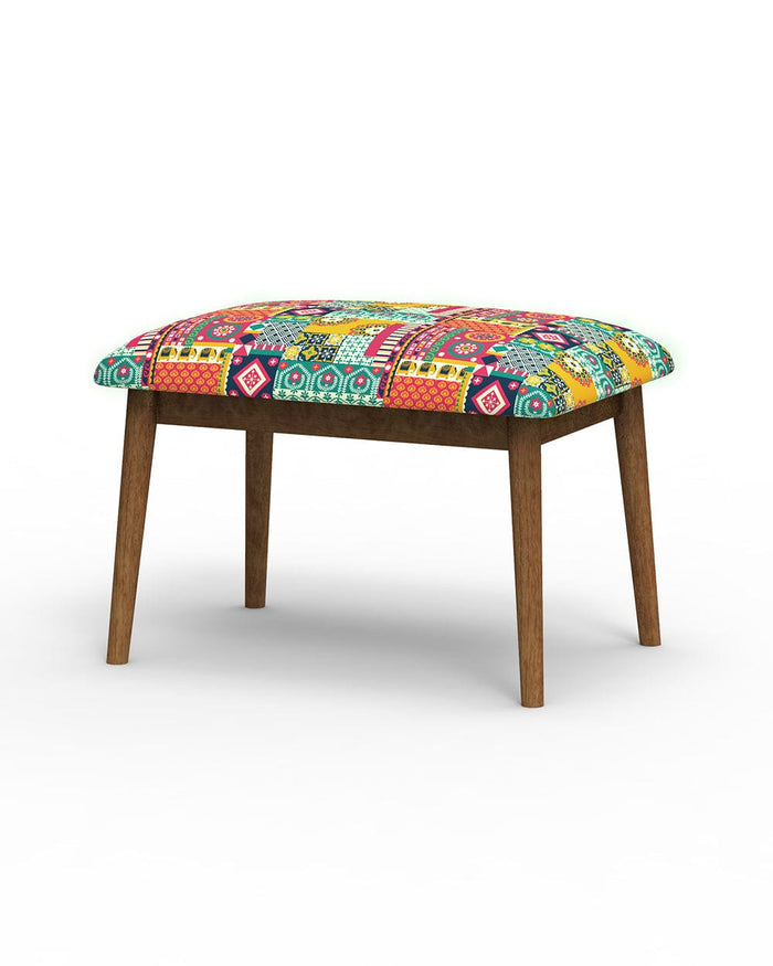 Chumbak Jodhpur Bench Small- Floral Swirls Red