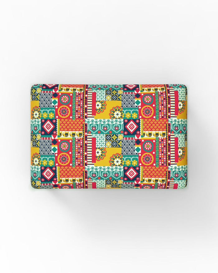 Chumbak Jodhpur Bench Small- Floral Swirls Red