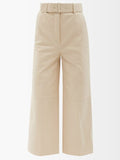 Joseph Nappa Leather Chai Taja High Waist Belted Wide Leg Crop Trousers - House Of Huntington
