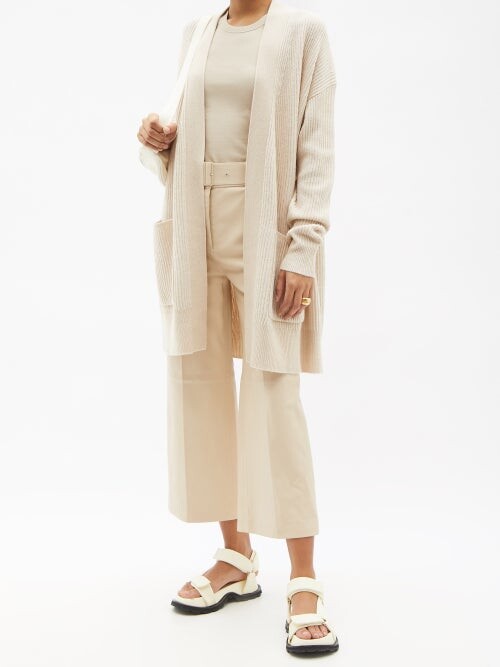 Joseph Nappa Leather Chai Taja High Waist Belted Wide Leg Crop Trousers - House Of Huntington