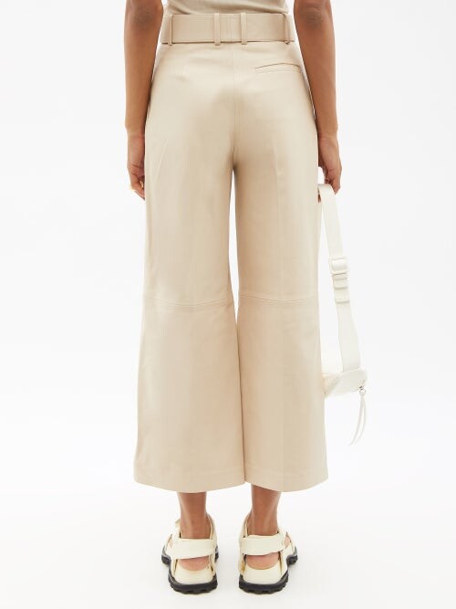 Joseph Nappa Leather Chai Taja High Waist Belted Wide Leg Crop Trousers - House Of Huntington