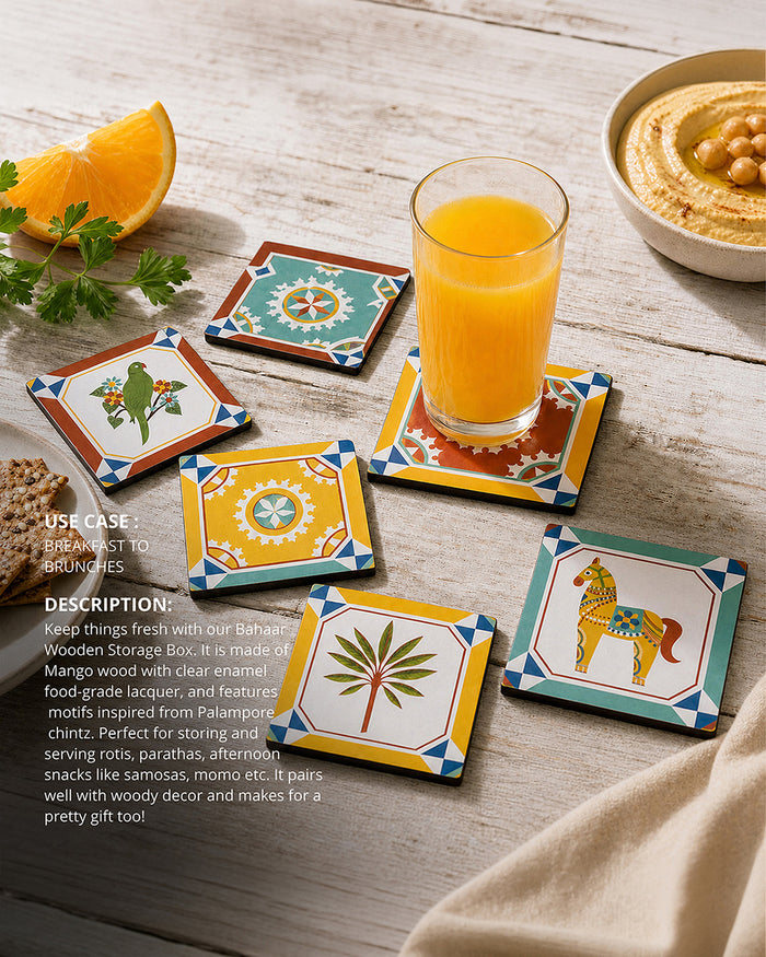 Karaikudi Tiles Coasters,  Set of 6