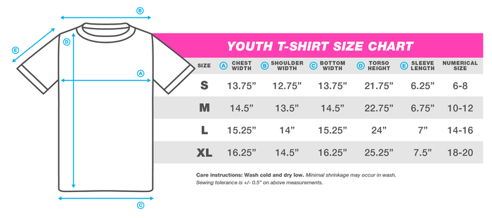 Run The Edge 2025 Miles Kids Youth Shirt Size Chart