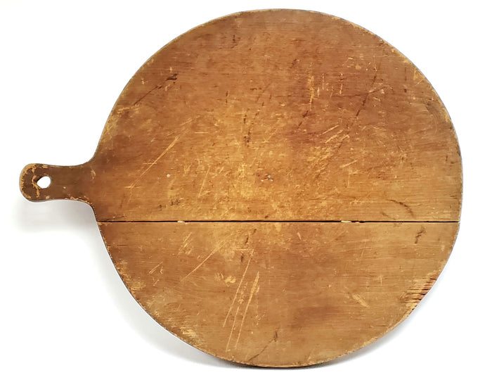 Large Antique Round Wooden French Bakers Bread Board With Handle