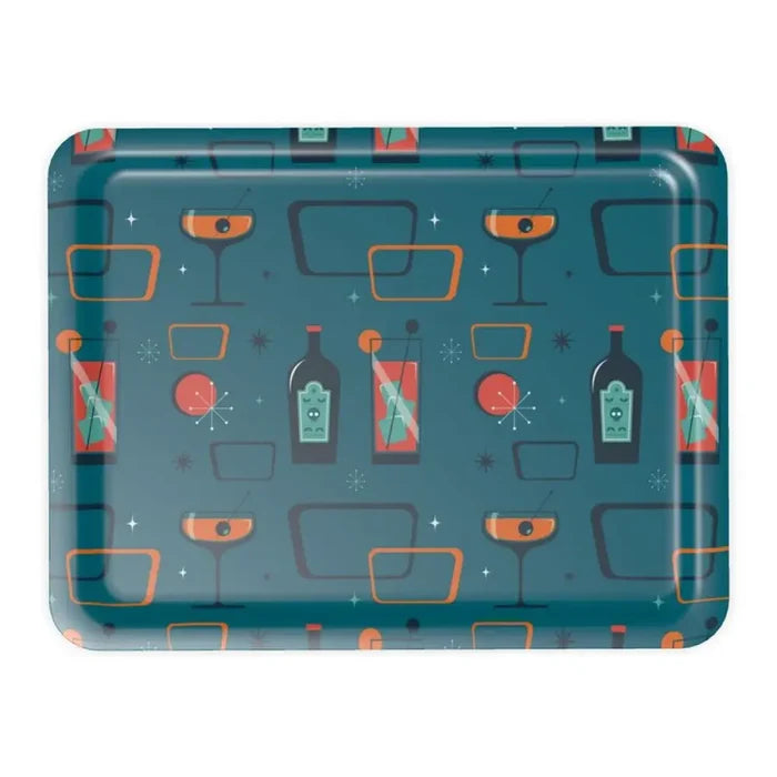 Large Retro 60s Atomic Serving Tray – Midcentury Plastic Dinner Lap Tray - Groß (43 x 33 cm) - Trays