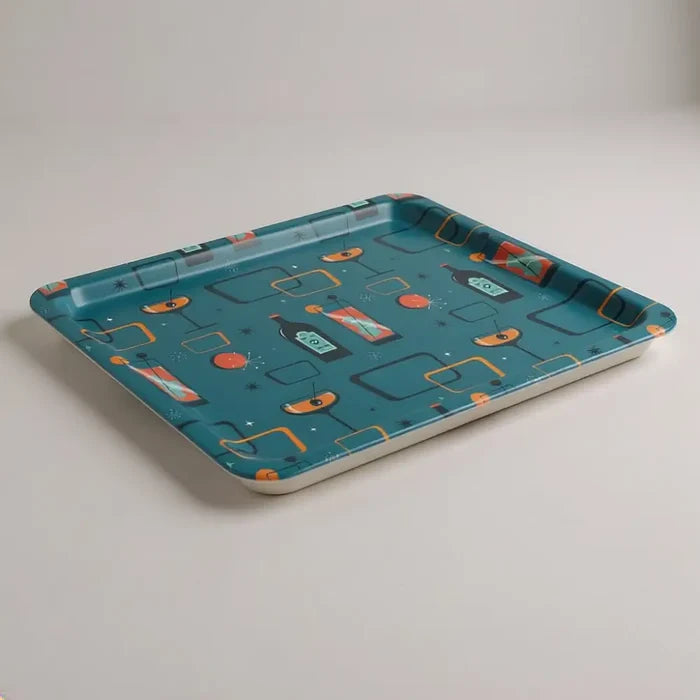 Large Retro 60s Atomic Serving Tray – Midcentury Plastic Dinner Lap Tray - Groß (43 x 33 cm) - Trays