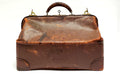 Vintage Leather Medical Apothecary Carrying Bag with Key