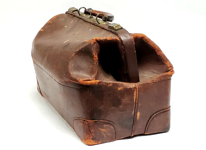 Vintage Leather Doctor Medical Apothecary Carrying Bag with Key