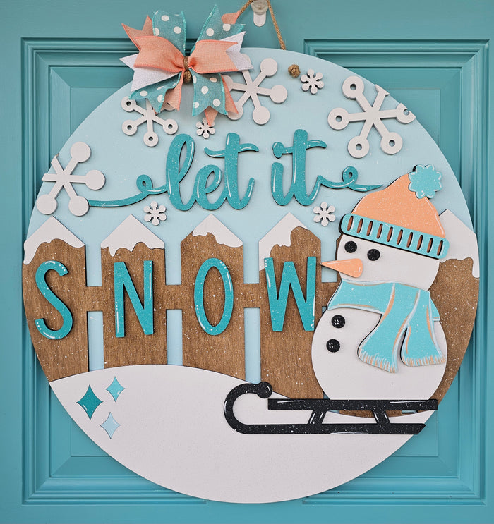 Let is Snow Sledding Snowman Door Hanger- wholesale