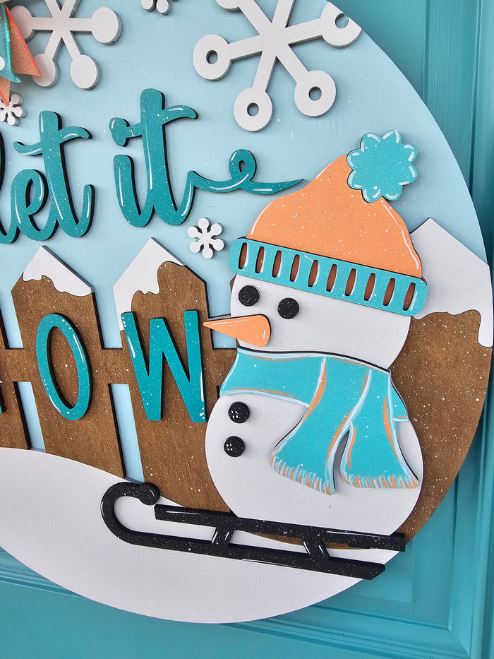 Let is Snow Sledding Snowman Door Hanger- wholesale