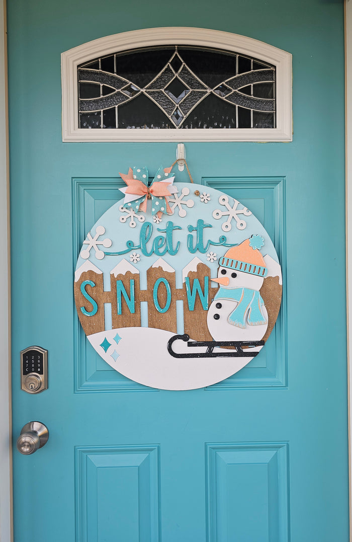 Let is Snow Sledding Snowman Door Hanger- wholesale