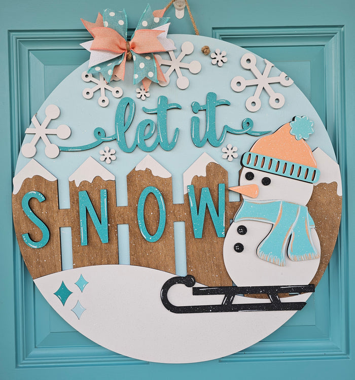 Let is Snow Sledding Snowman Door Hanger- wholesale