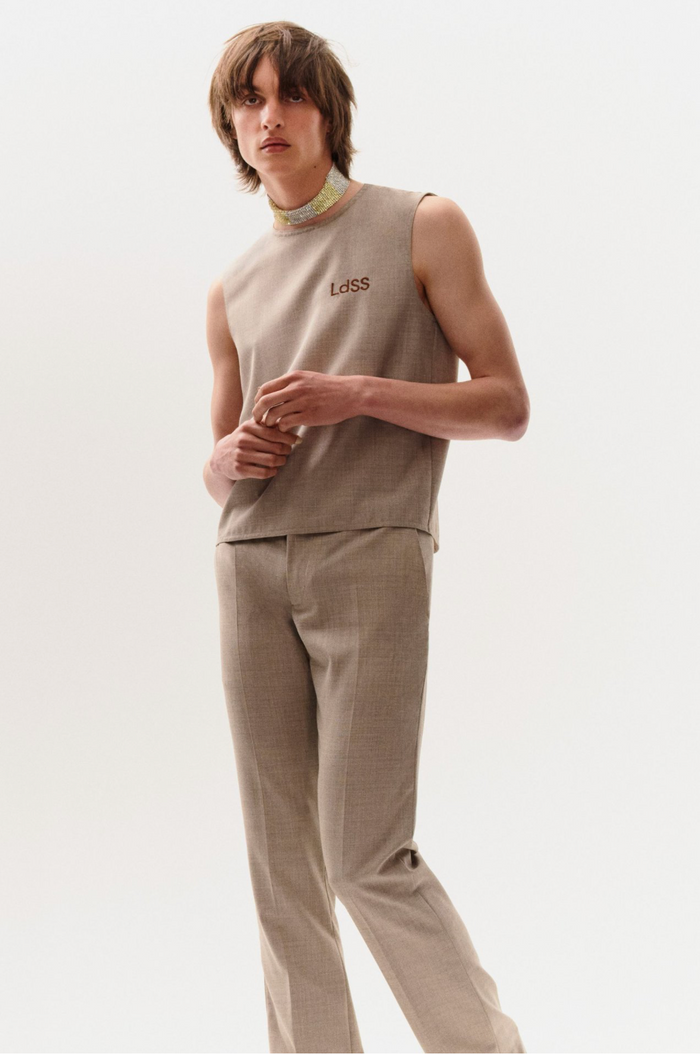 Ludovic De Saint Sernin Beige Wool Check Slim Suit Pants Trousers