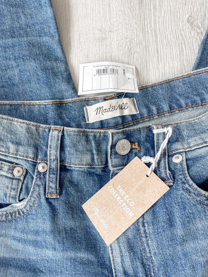 Madewell High-Rise Slim Raebrook Wash Boyjean Relaxed Leg Denim Jeans - House Of Huntington